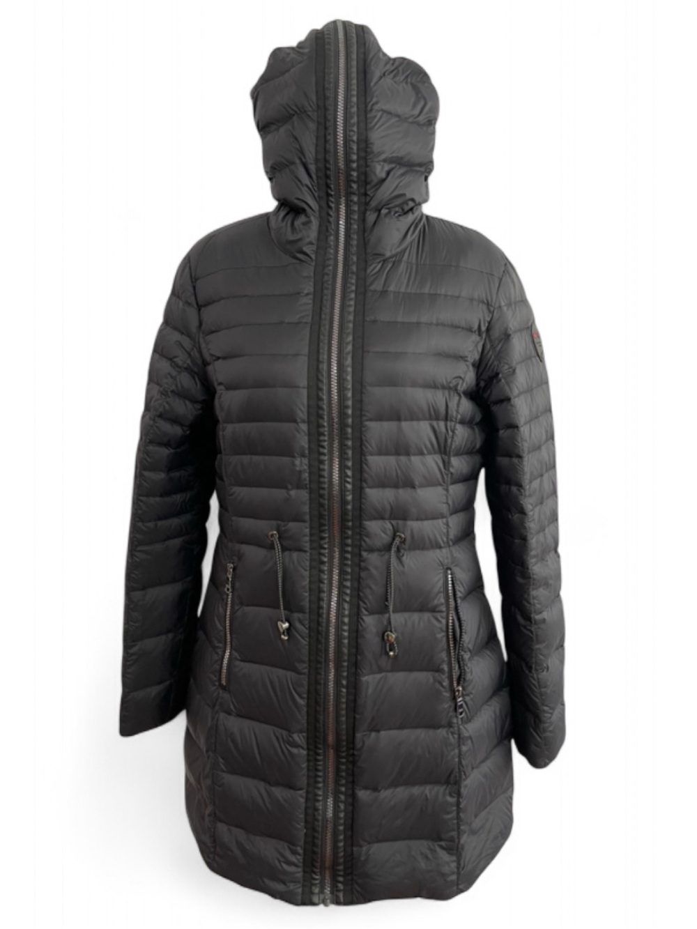 Pajar Black Quilted Hooded Puffer Coat with White Lining